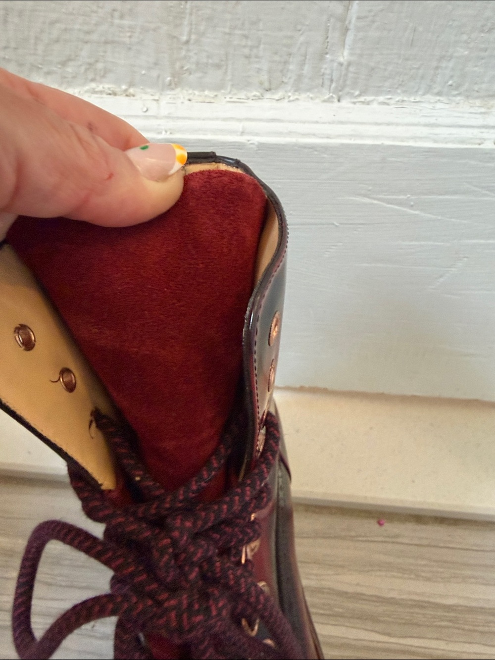 Office of Angela Scott Burgundy Lace-Up Women's Brogue Boots - Picture 7 of 10
